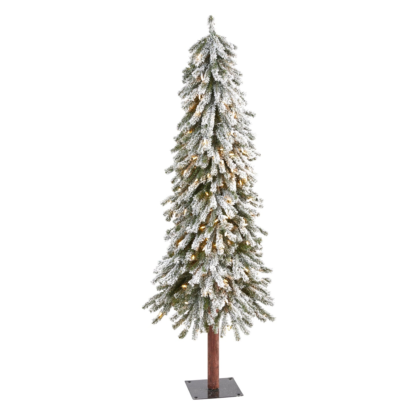 5' Flocked Grand Alpine Artificial Christmas Tree with 200 Clear Lights