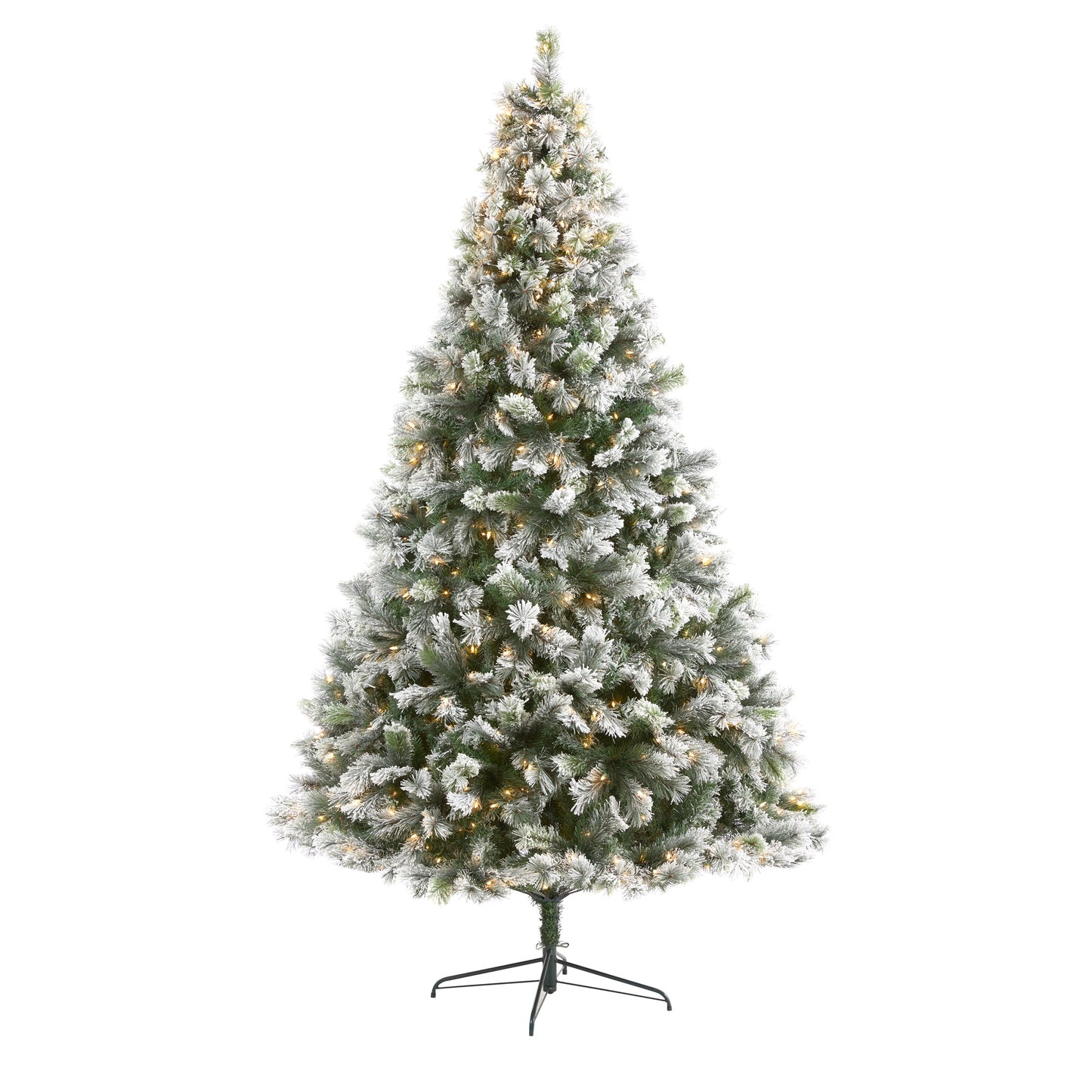 9' Flocked Oregon Pine Artificial Christmas Tree with 600 Clear Lights
