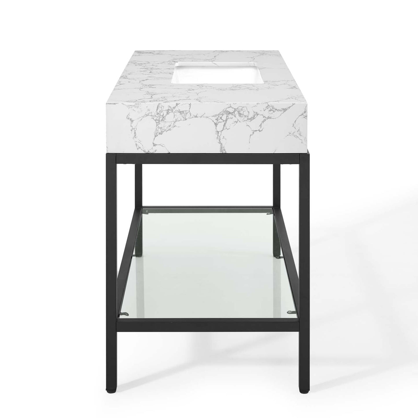 Kingsley 50" Black Stainless Steel Bathroom Vanity by Modway