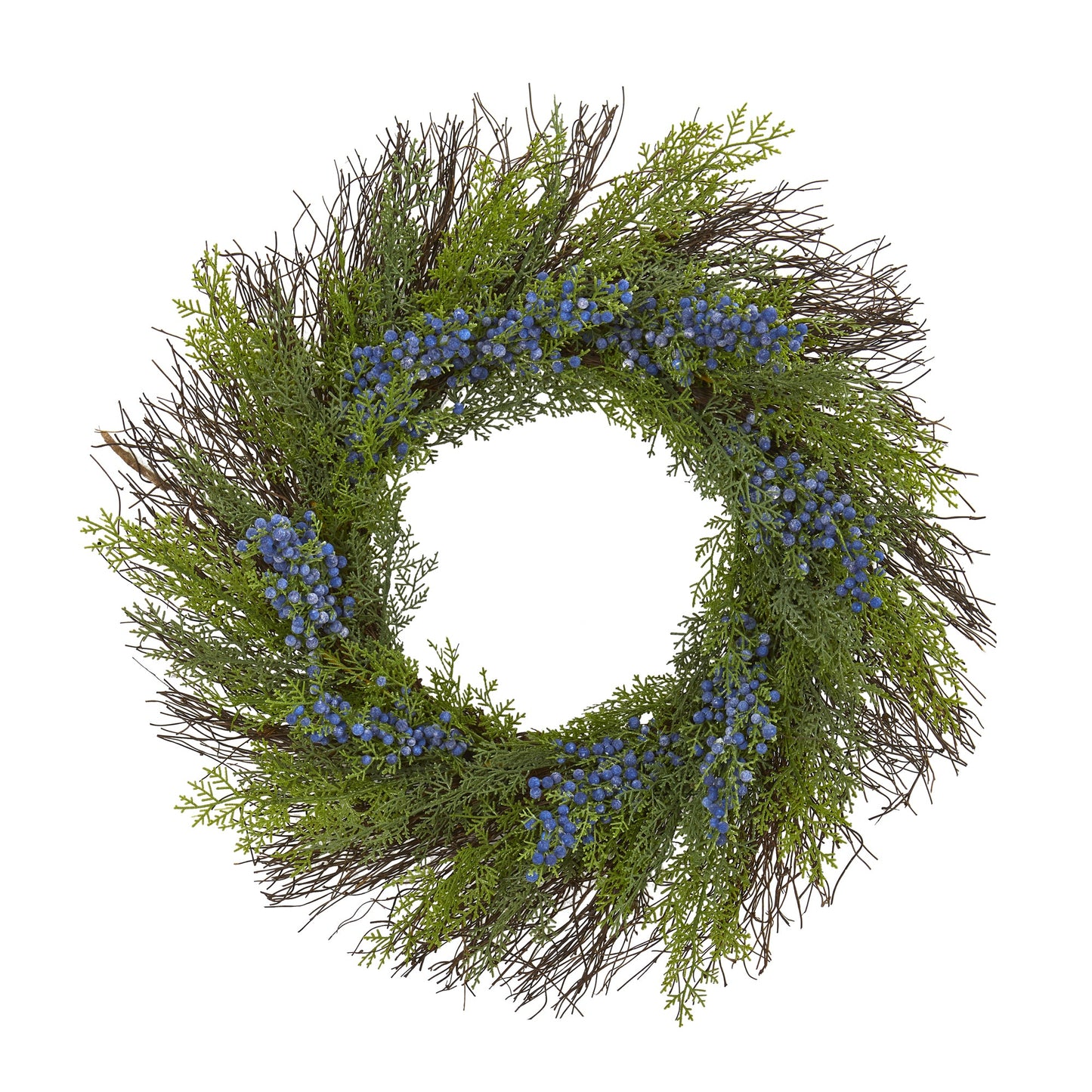 21"  Cedar with Blue Berries Artificial Wreath