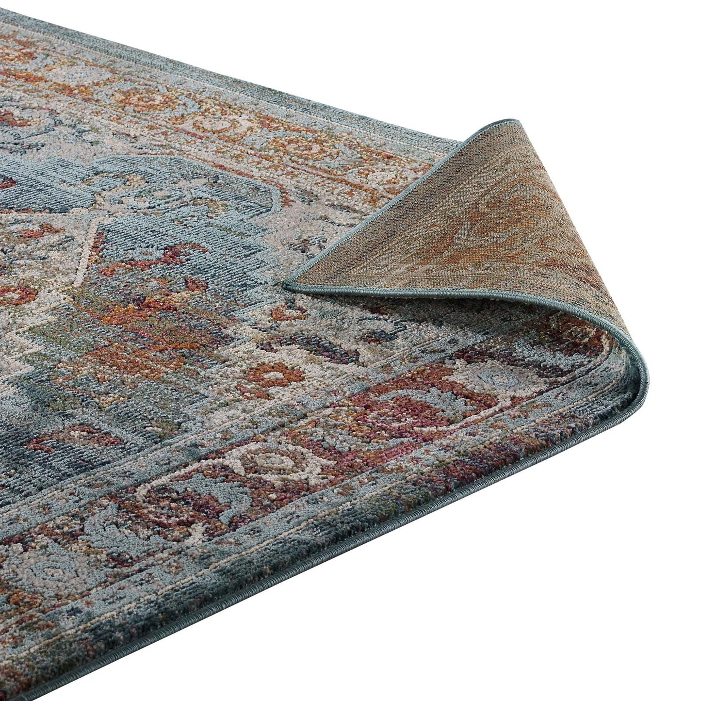 Tribute Camellia Distressed Vintage Floral Vintage Medallion 5x8 Area Rug by Modway
