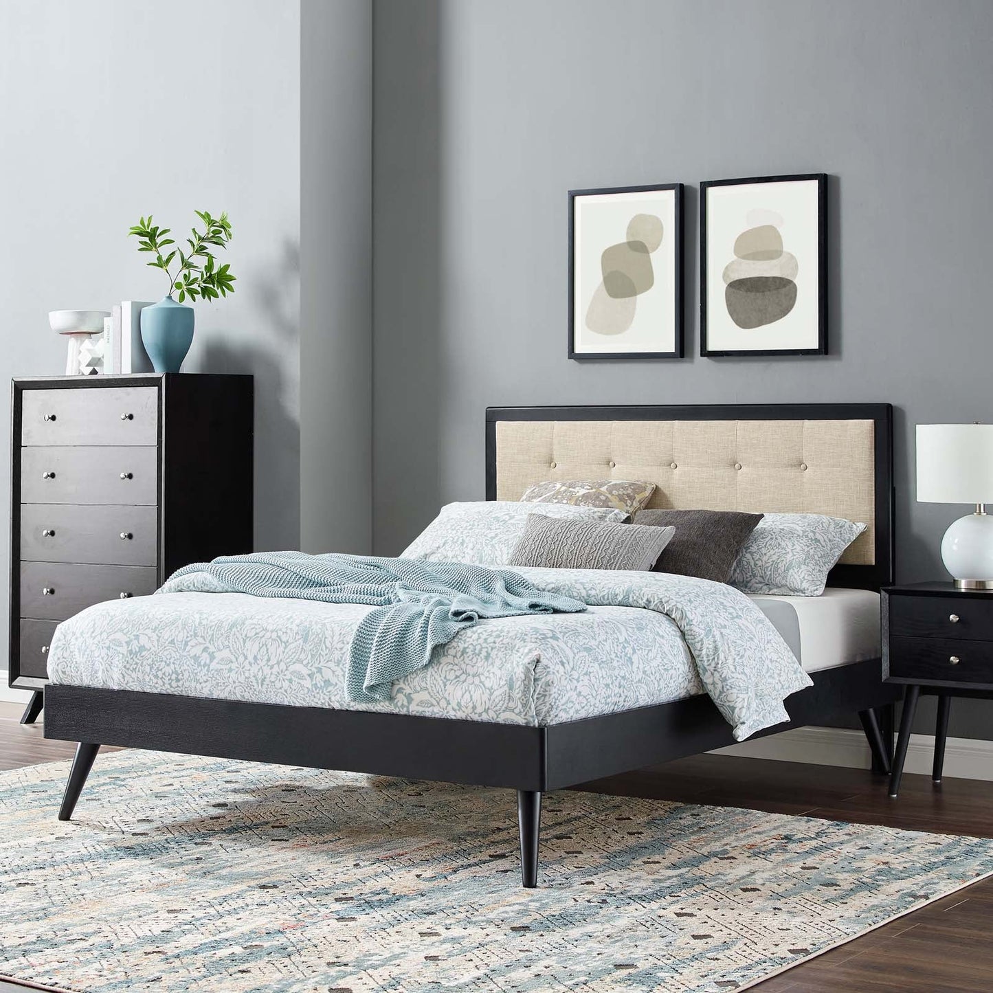 Willow Wood King Platform Bed With Splayed Legs by Modway