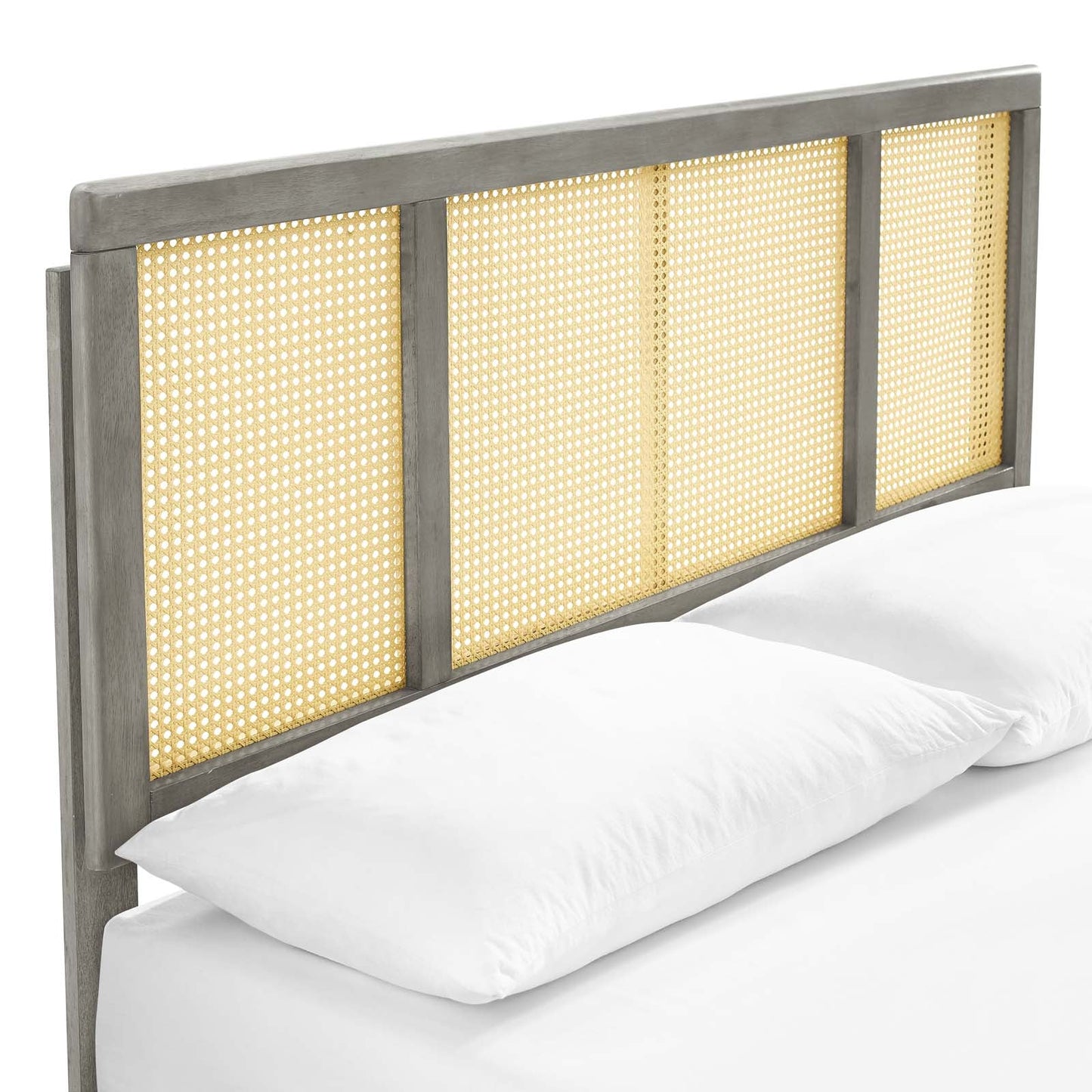Kelsea Cane and Wood Full Platform Bed With Angular Legs by Modway