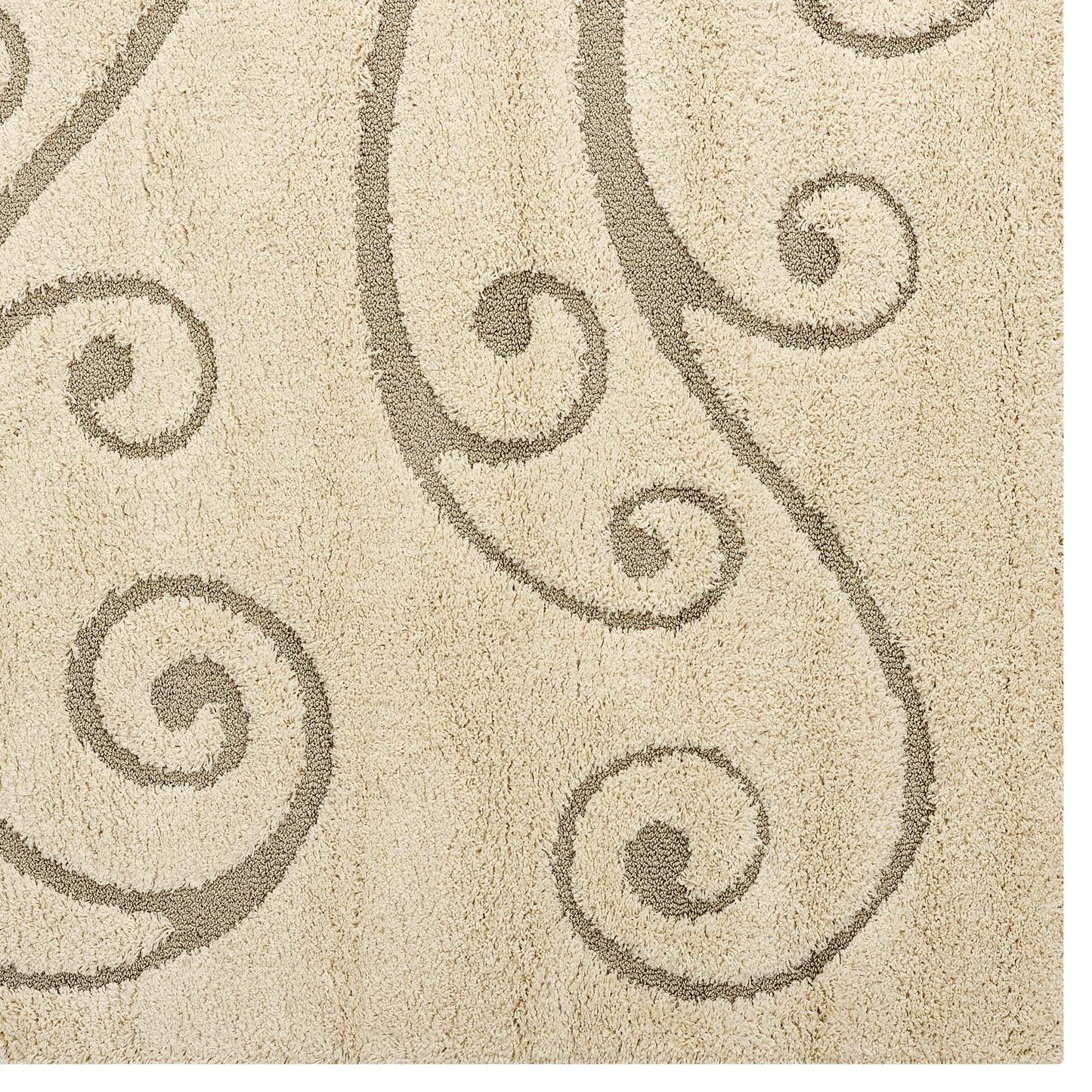 Jubilant Sprout Scrolling Vine Shag 8x10 Area Rug by Modway