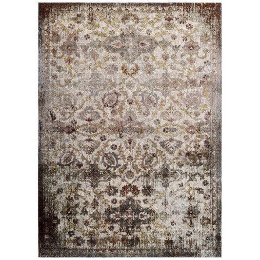 Success Kaede Distressed Vintage Floral Moroccan Trellis 5x8 Area Rug by Modway