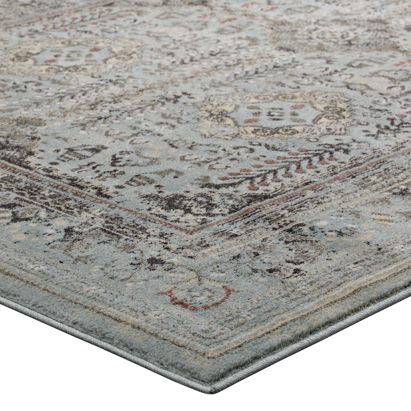 Enye Distressed Vintage Floral Lattice 8x10 Area Rug by Modway