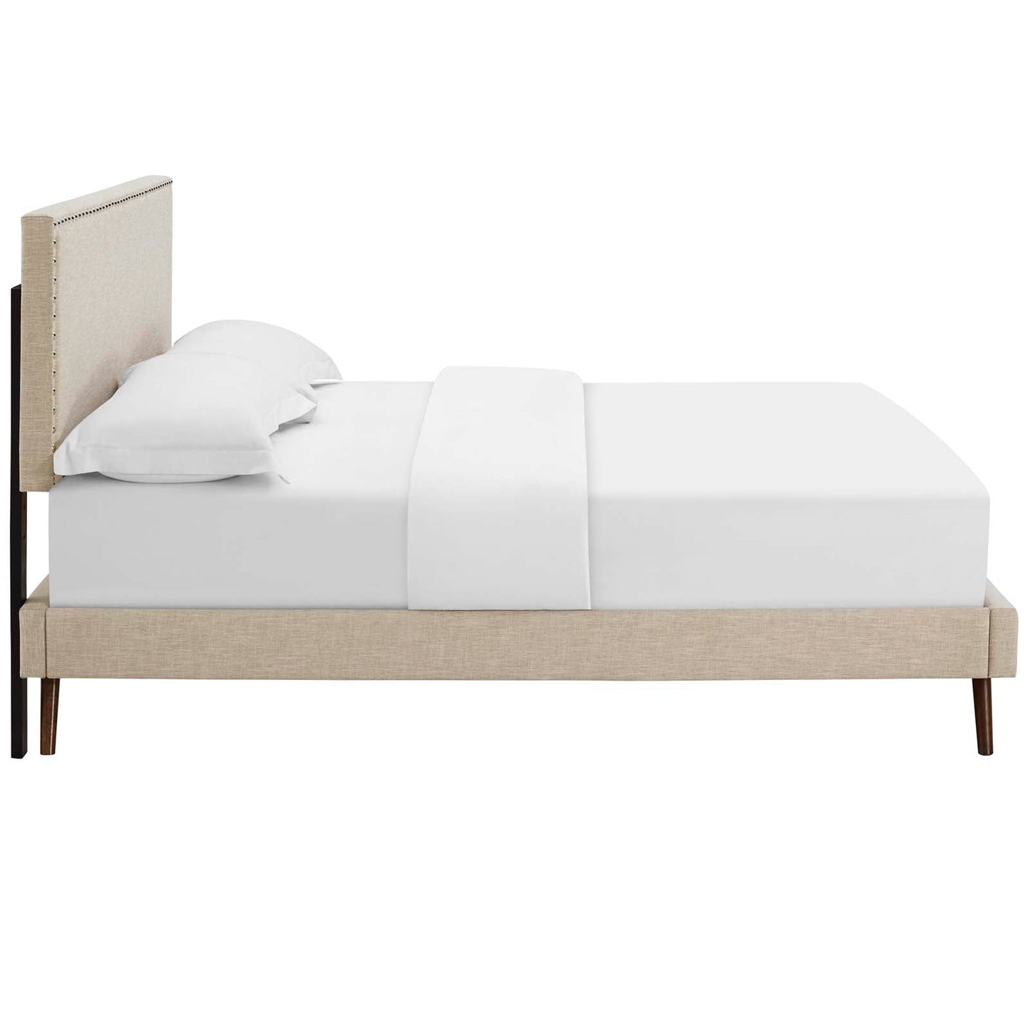 Macie Fabric Queen Platform Bed with Round Splayed Legs by Modway