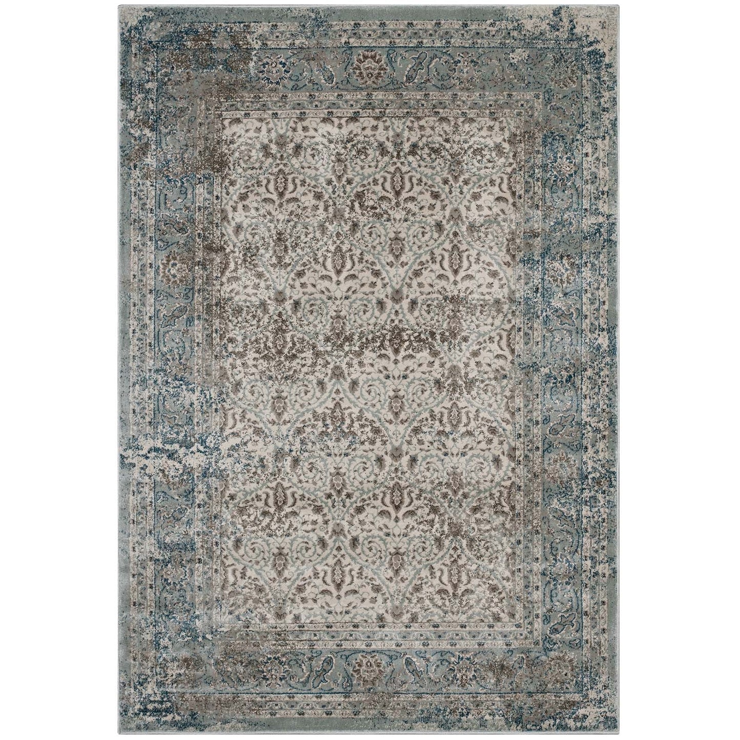 Dilys Distressed Vintage Floral Lattice 5x8 Area Rug by Modway