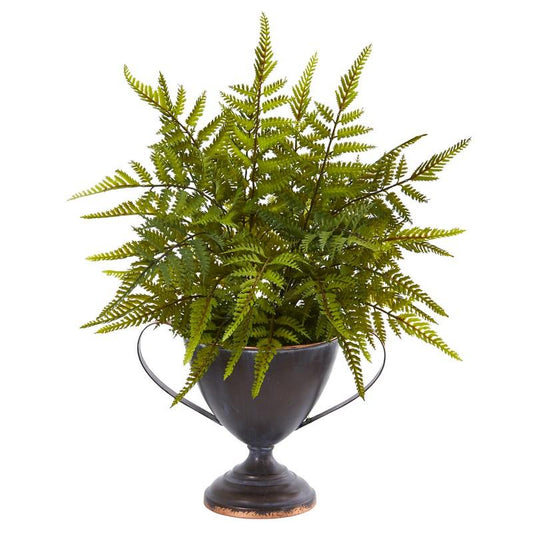 15"  Fern Artificial Plant in Metal Goblet