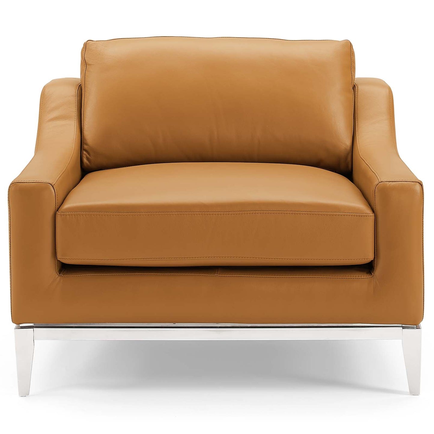 Harness Stainless Steel Base Leather Armchair by Modway