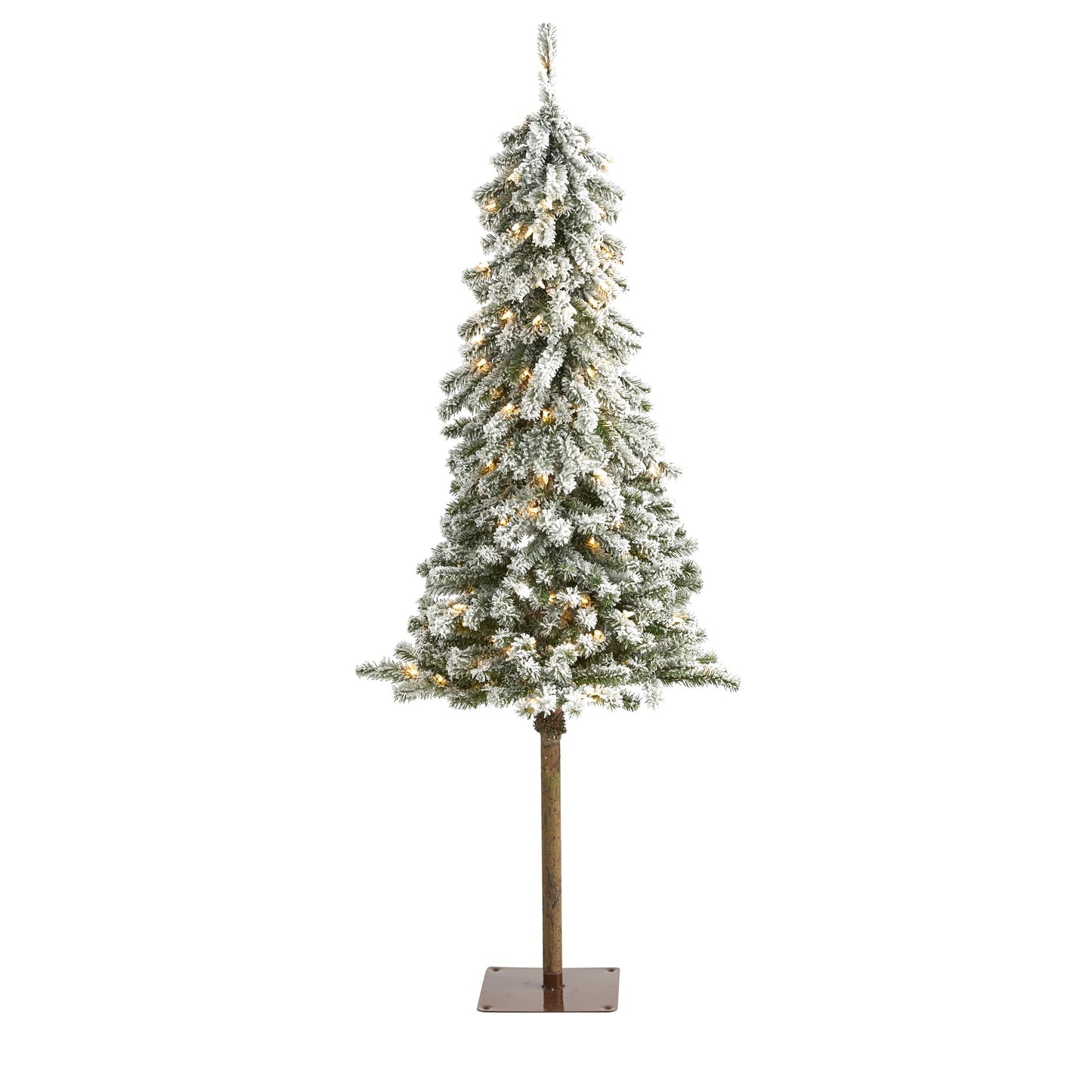 5' Flocked Alpine Christmas Artificial Tree w/150 Lights/ 405 Bendable Branches