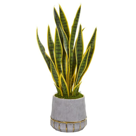 30"  Sansevieria Artificial Plant in Stoneware Planter