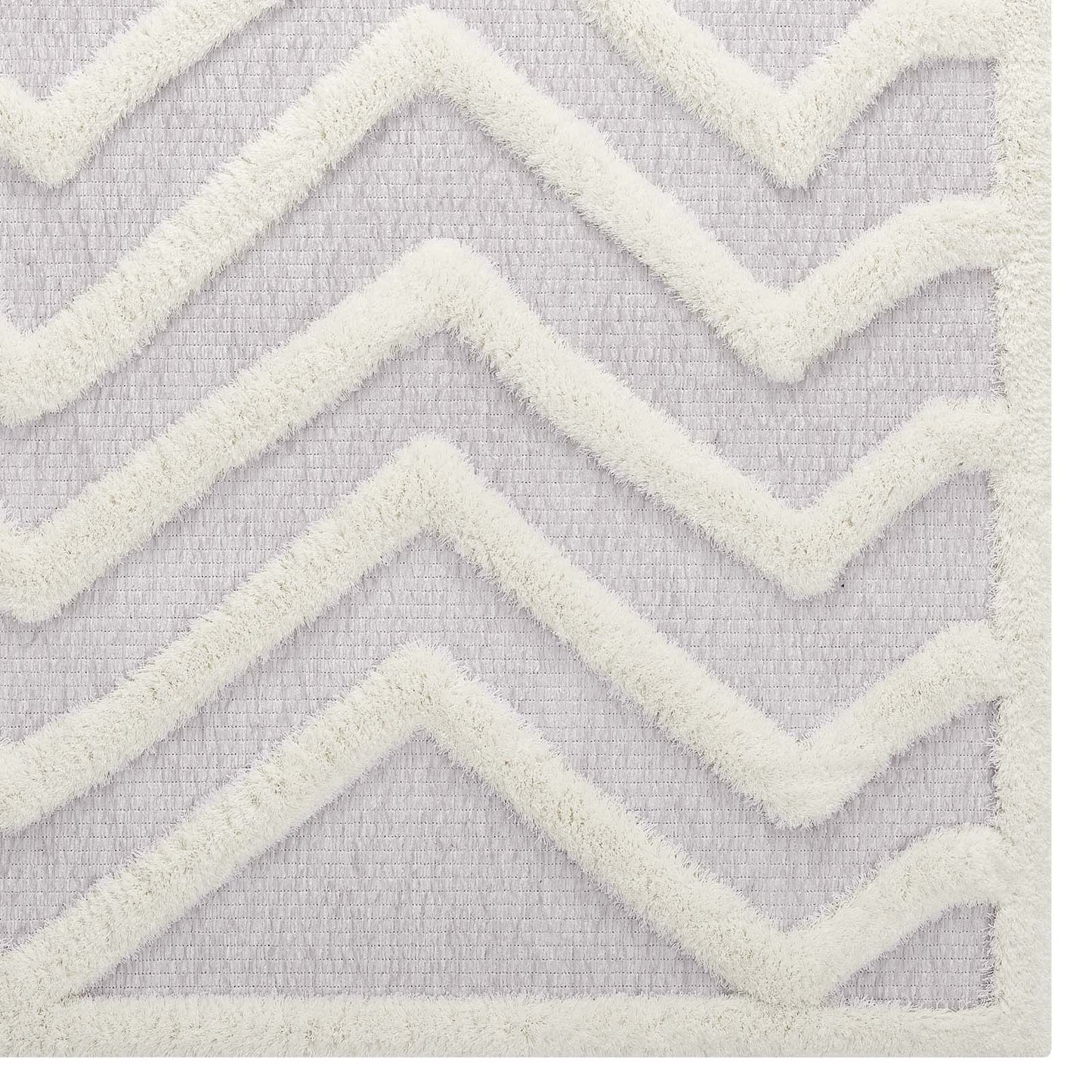 Whimsical Pathway Abstract Chevron Shag 5x8 Area Rug by Modway