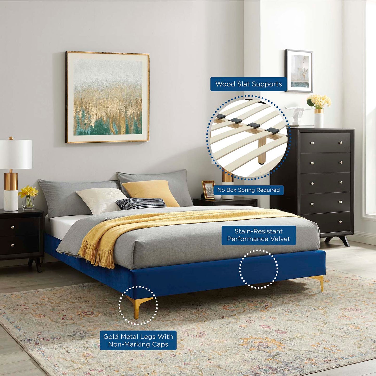 Sutton Performance Velvet Queen Bed Frame by Modway