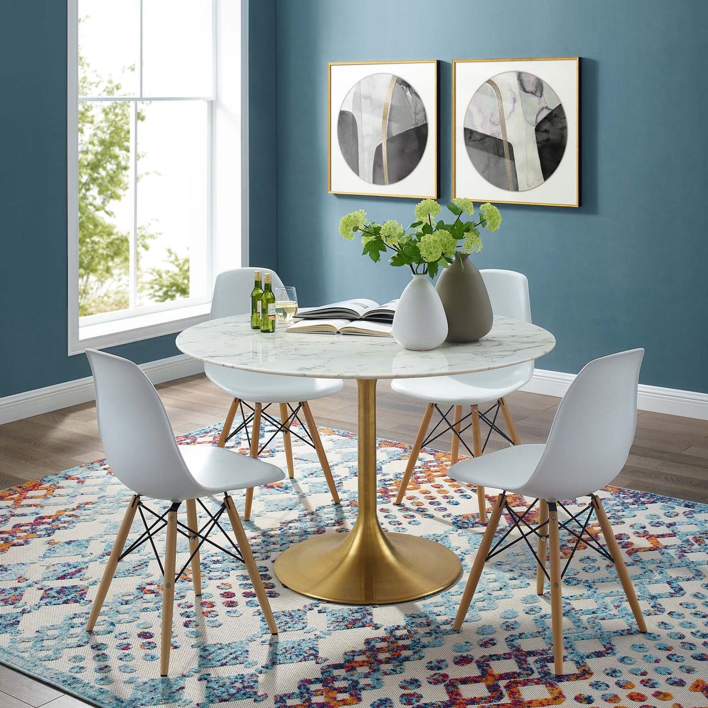 Lippa 48" Round Faux Marble Dining Table by Modway