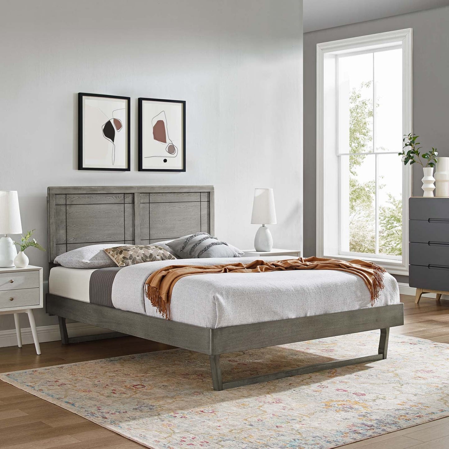 Marlee Wood Twin Platform Bed With Angular Frame by Modway