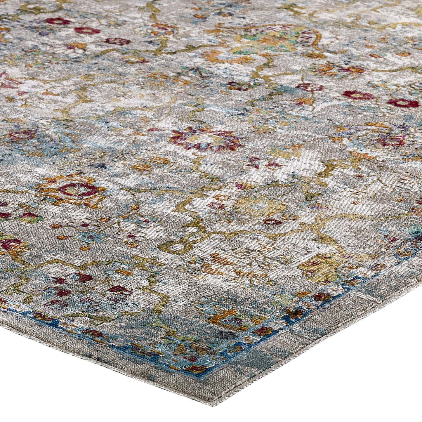 Success Manuka Distressed Vintage Floral Lattice 4x6 Area Rug by Modway