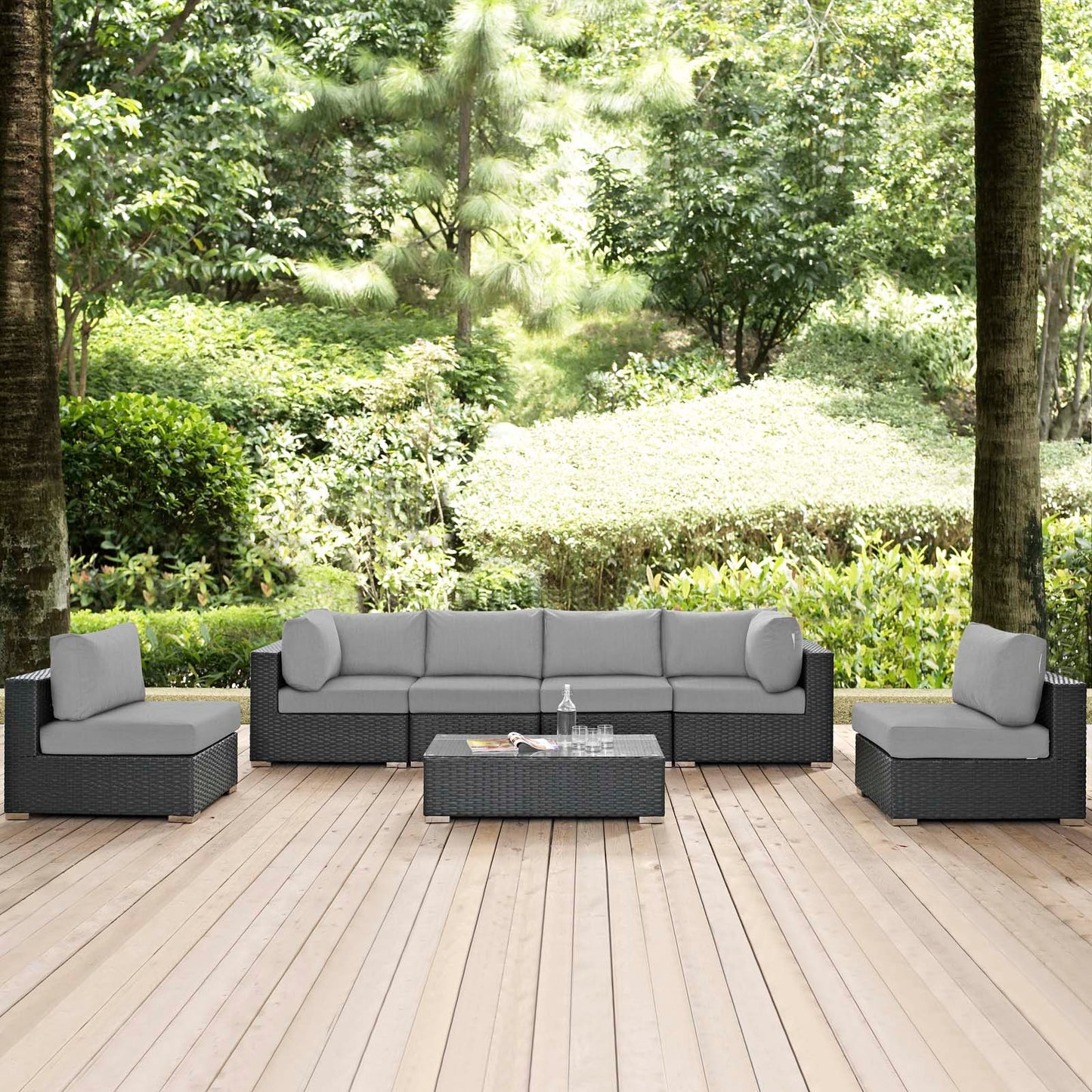 Sojourn 7 Piece Outdoor Patio Sunbrella¨ Sectional Set by Modway