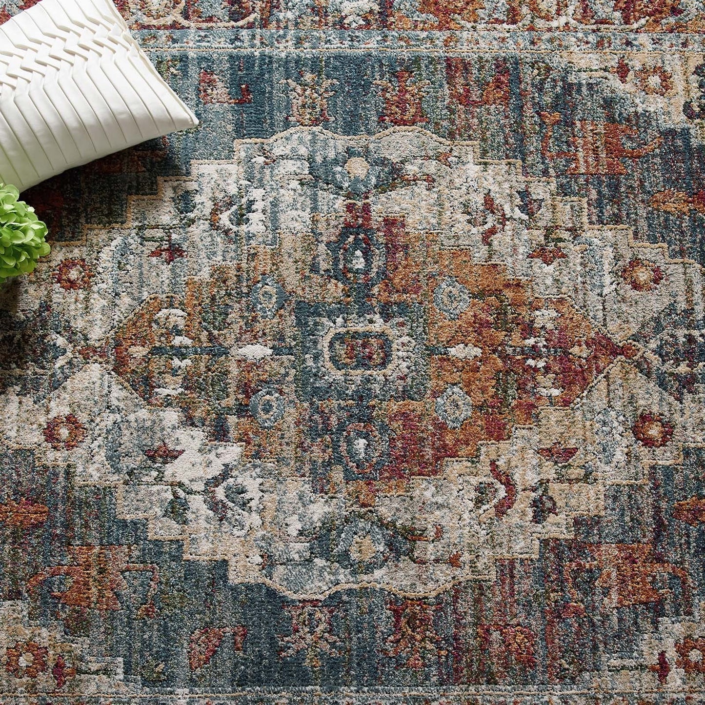 Tribute Camellia Distressed Vintage Floral Vintage Medallion 8x10 Area Rug by Modway