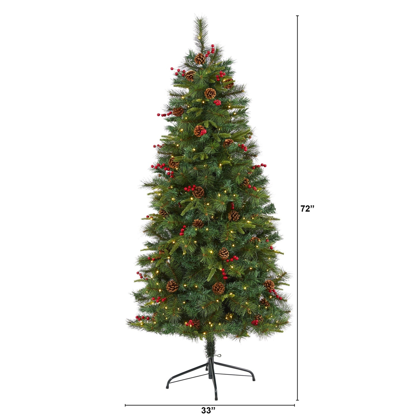 6' Mixed Pine Artificial Christmas Tree w/ 250 Clear LED Lights