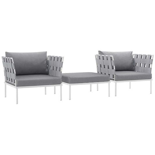 Harmony 3 Piece Outdoor Patio Aluminum Sectional Sofa Set by Modway