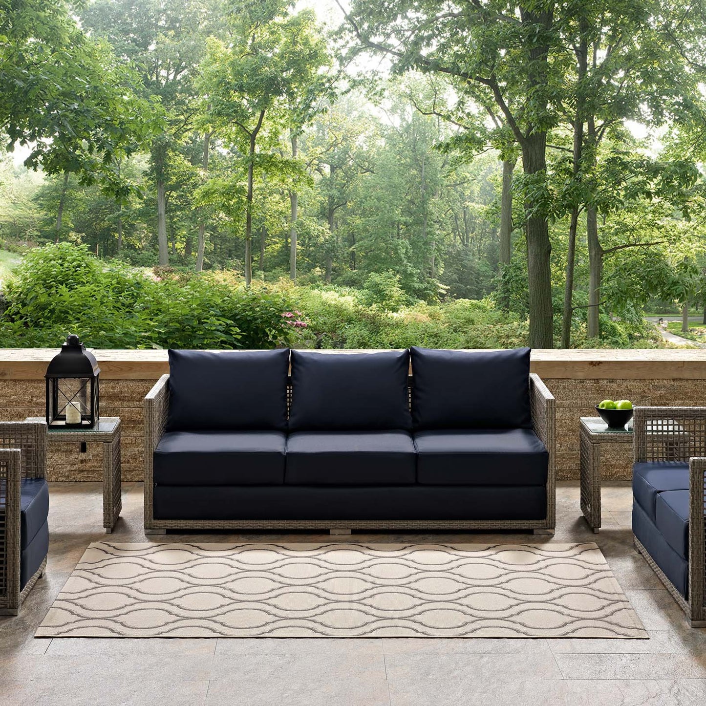 Linza Wave Abstract Trellis Indoor and Outdoor 5x8 Area Rug by Modway