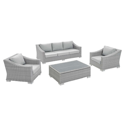 Conway 4-Piece Sunbrella¨ Outdoor Patio Wicker Rattan Furniture Set by Modway
