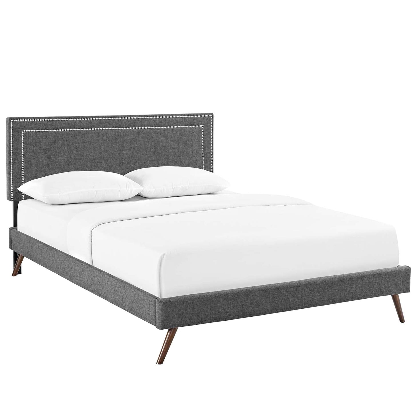 Virginia Fabric Queen Platform Bed with Round Splayed Legs by Modway