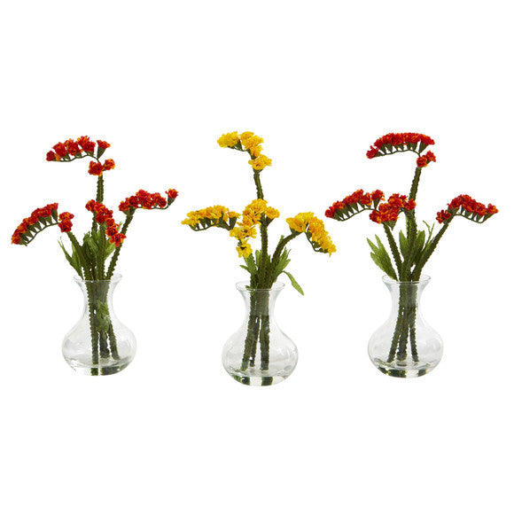10" Baby Breath Artificial Arrangement in Vase (Set of 3)