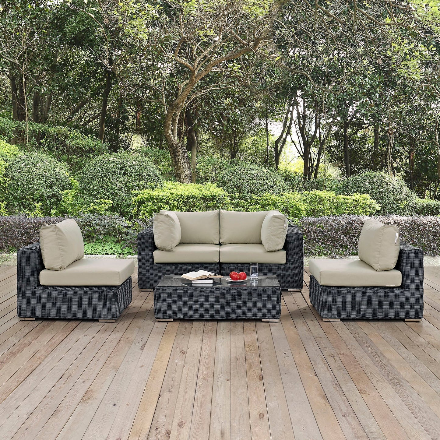 Summon 5 Piece Outdoor Patio Sunbrella¨ Sectional Set by Modway