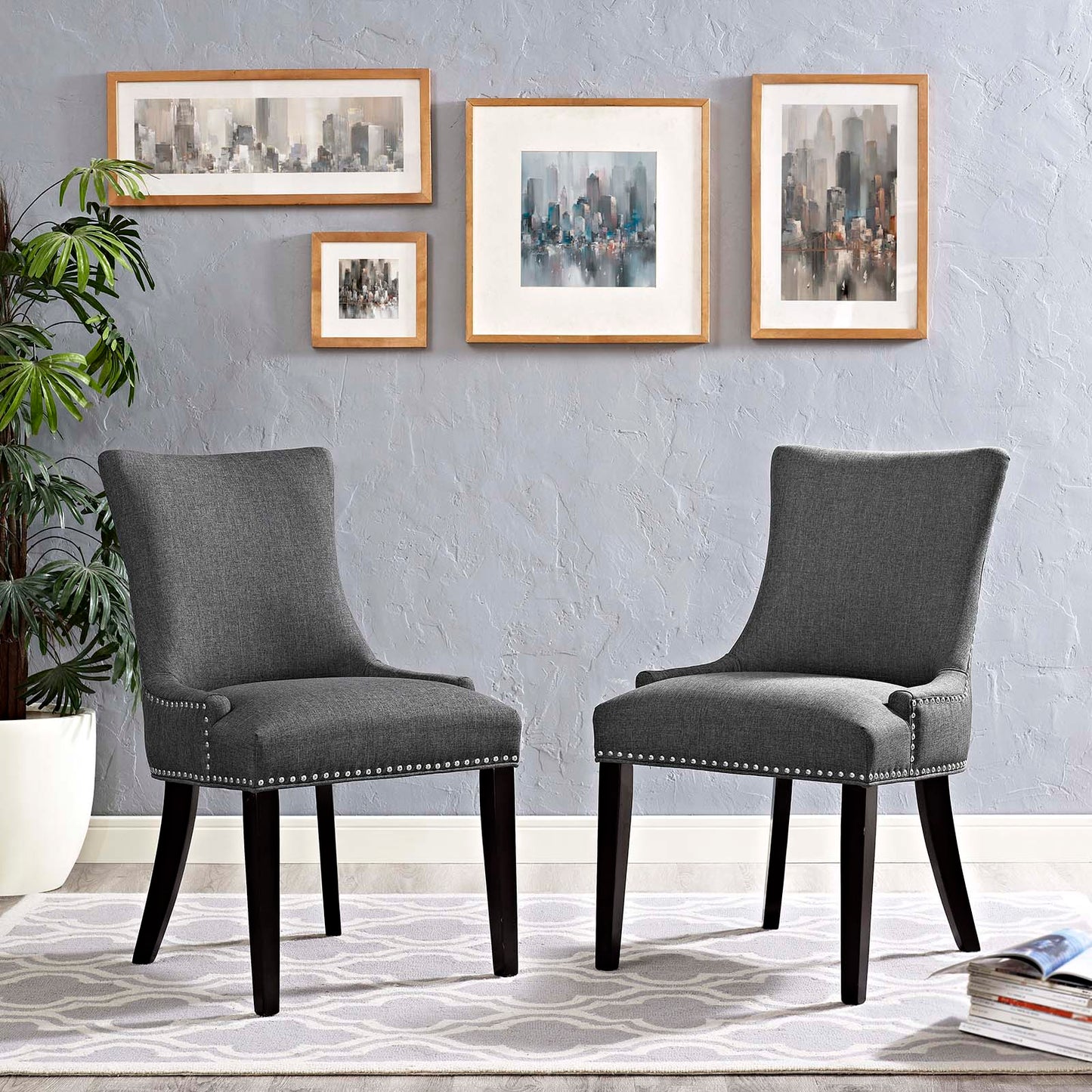 Marquis Fabric Dining Side Chair Set of 2 by Modway