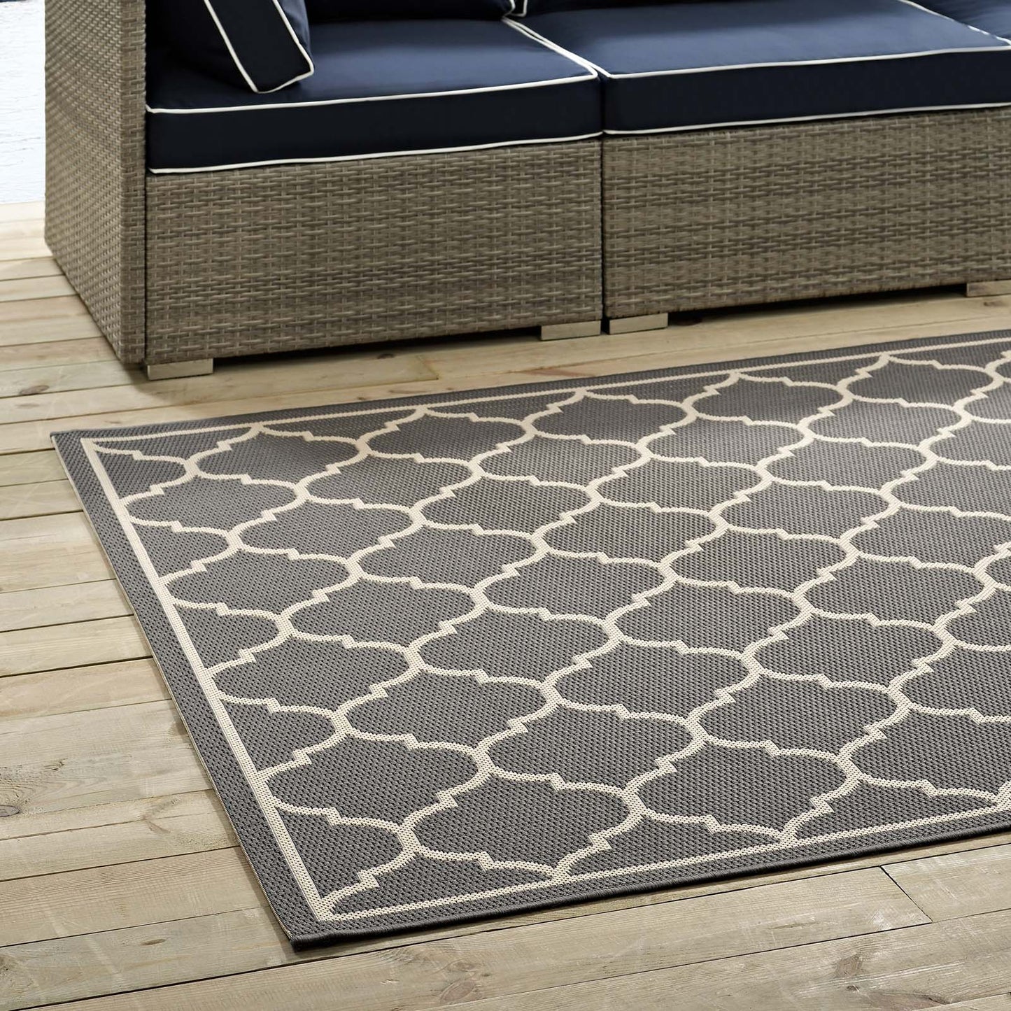 Avena Moroccan Quatrefoil Trellis Indoor and Outdoor 5x8 Area Rug by Modway
