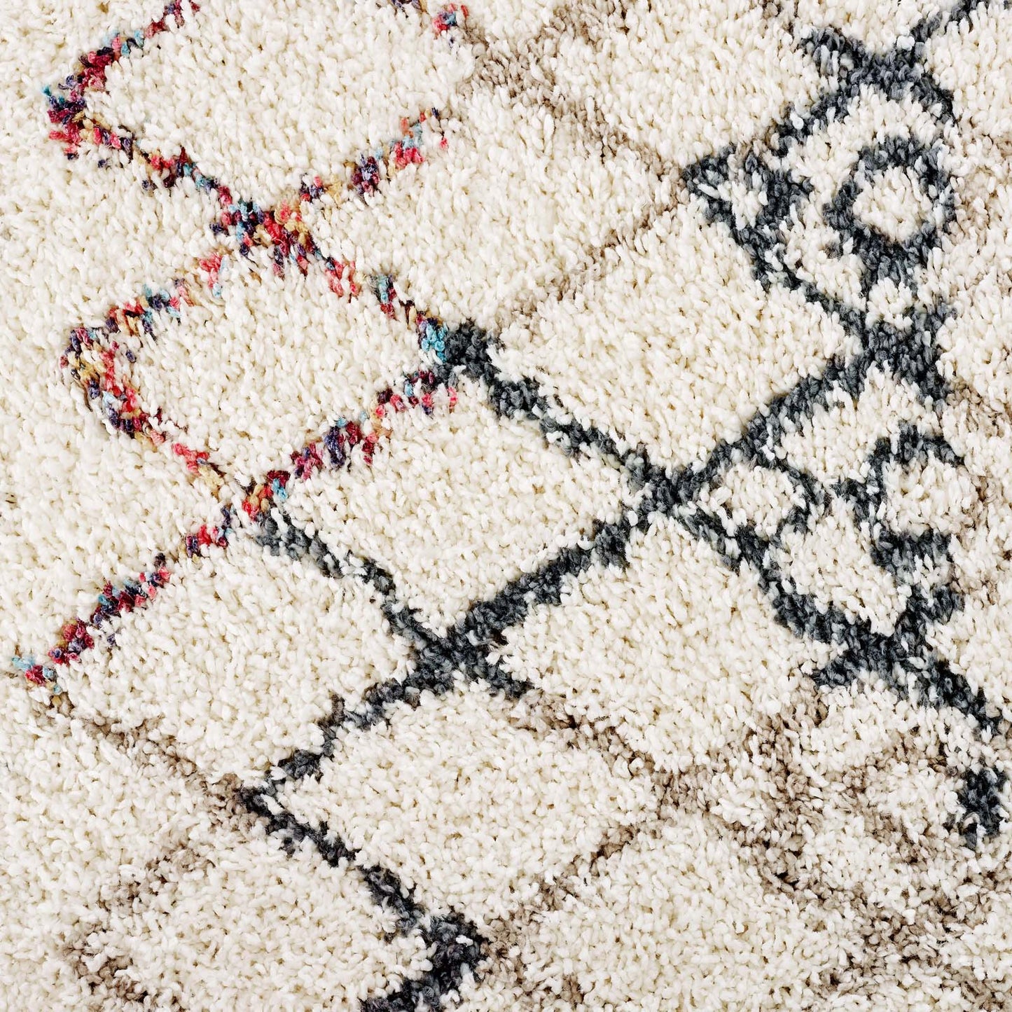 Skadi Rainbow Diamond Shag Area Rug in Multicolor