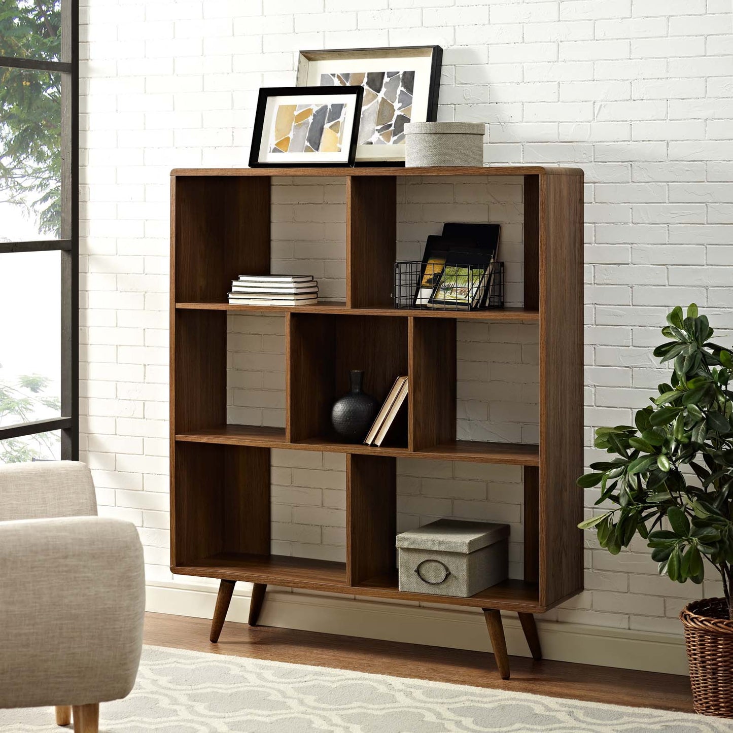 Transmit 7 Shelf Wood Grain Bookcase by Modway