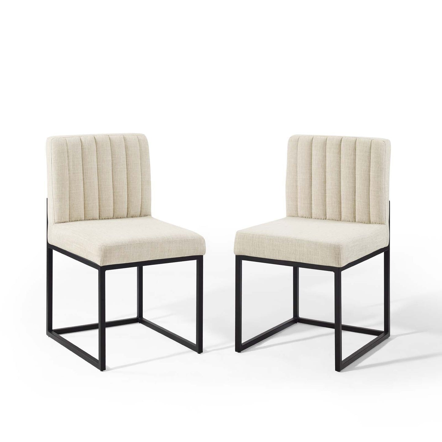 Carriage Upholstered Fabric Dining Chair Set of 2 by Modway