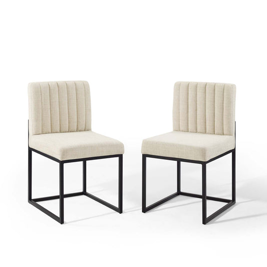 Carriage Upholstered Fabric Dining Chair Set of 2 by Modway