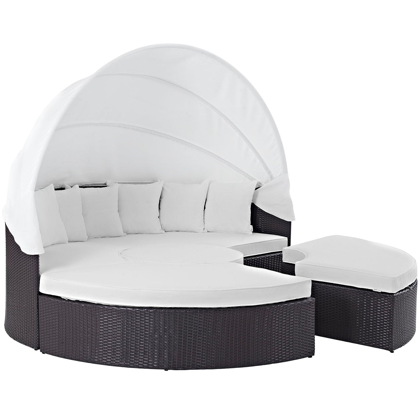 Quest Outdoor Patio Wicker Rattan Canopy Sectional Daybed by Modway