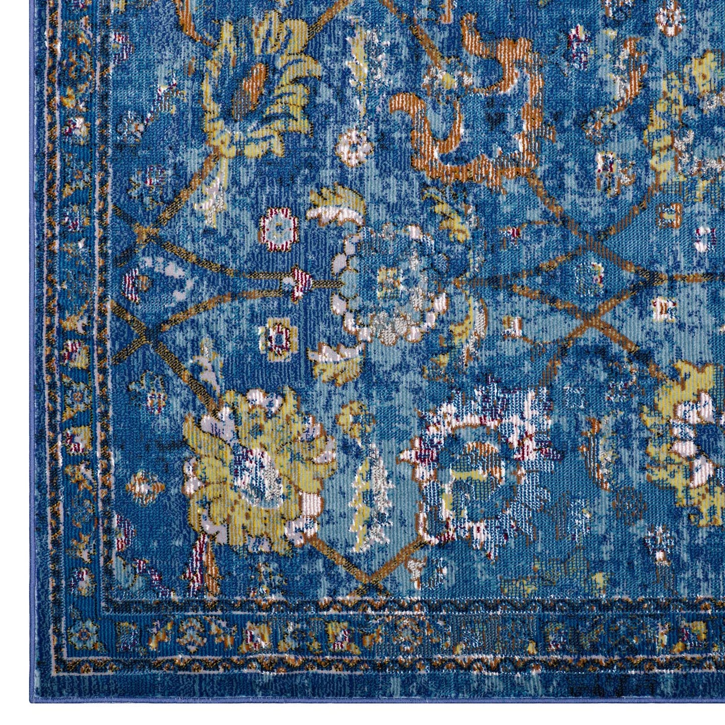 Minu Distressed Floral Lattice 5x8 Area Rug by Modway