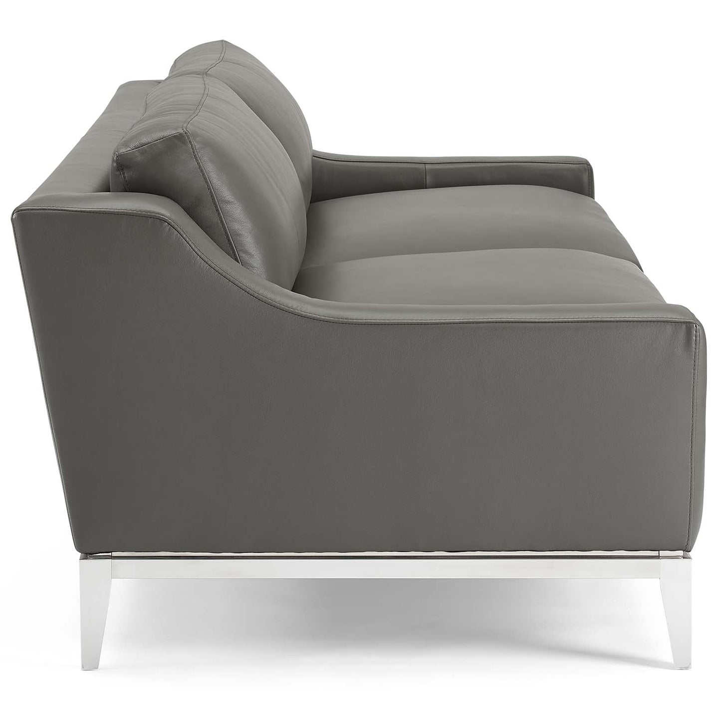 Harness 83.5" Stainless Steel Base Leather Sofa by Modway