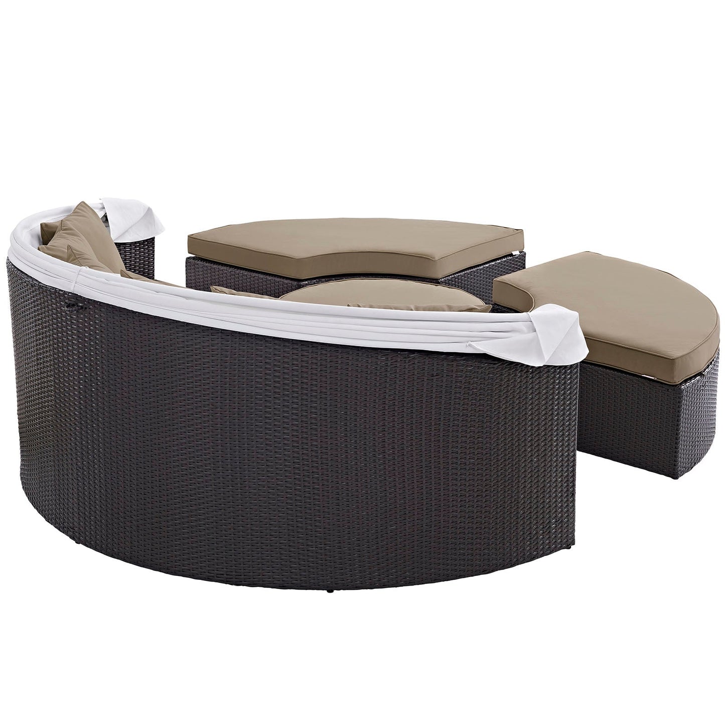Convene Outdoor Patio Wicker Rattan Canopy Sectional Daybed by Modway