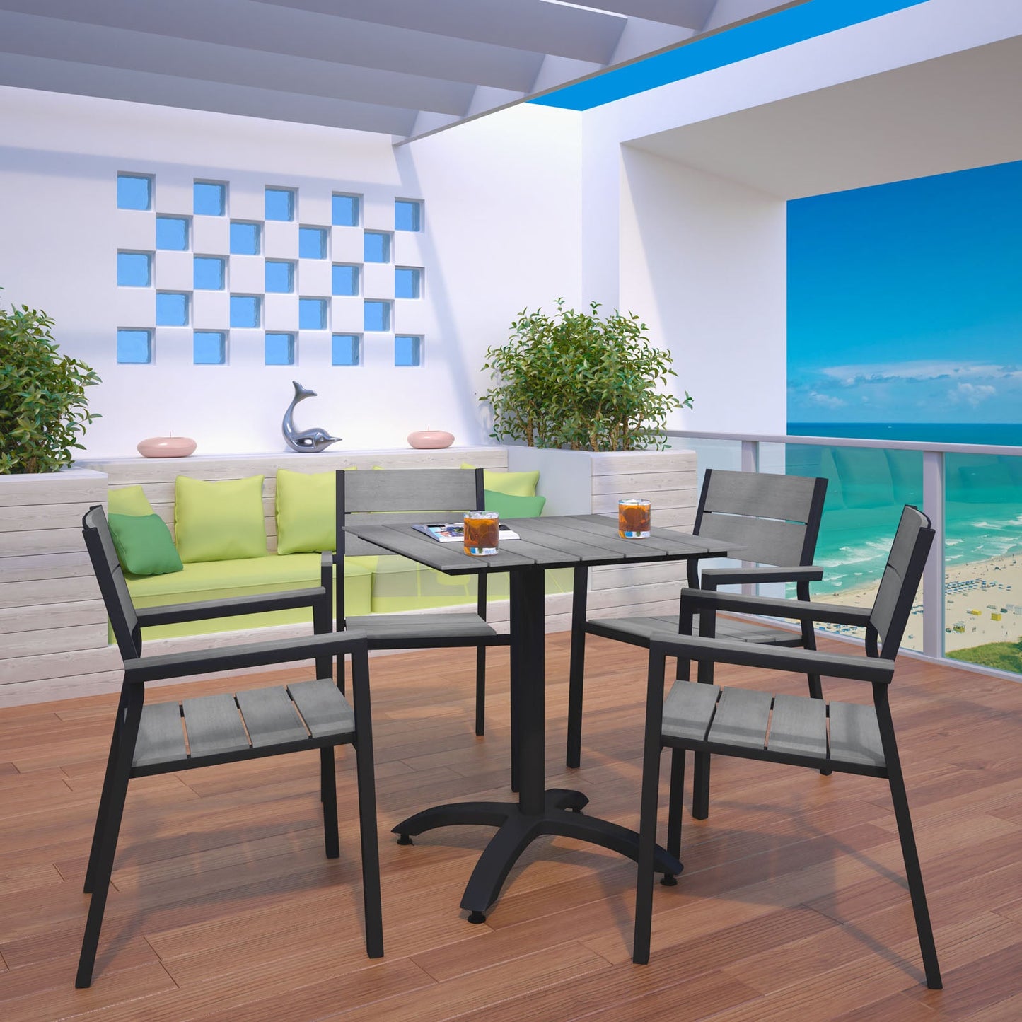Maine 5 Piece Outdoor Patio Dining Set by Modway