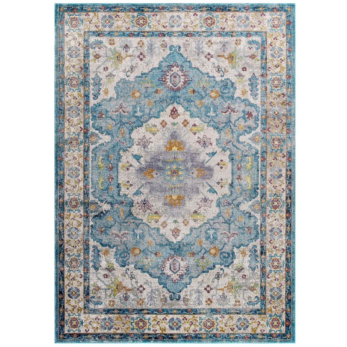 Success Anisah Distressed Floral Vintage Medallion 5x8 Area Rug by Modway