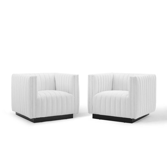 Conjure Upholstered Fabric Tufted Armchair Set of 2 by Modway
