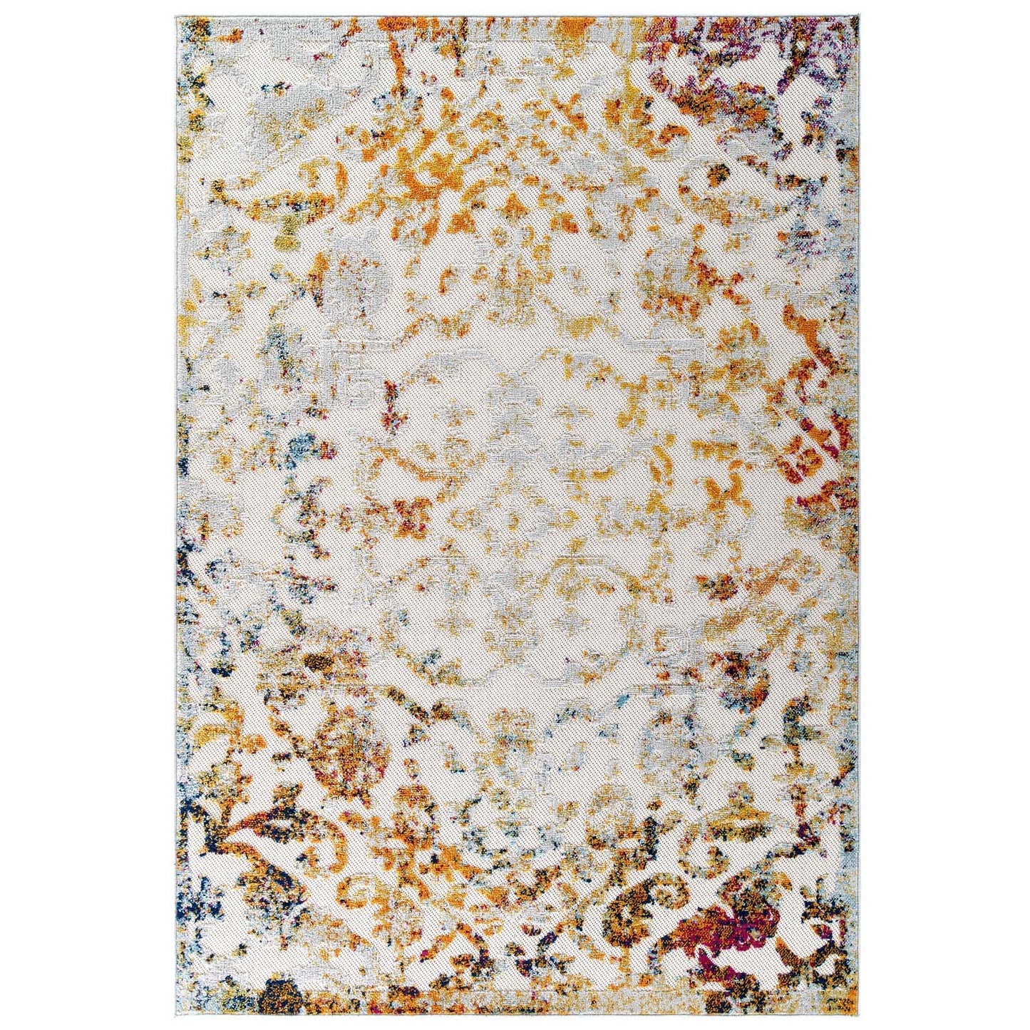 Reflect Primrose Ornate Floral Lattice 5x8 Indoor/Outdoor Area Rug by Modway