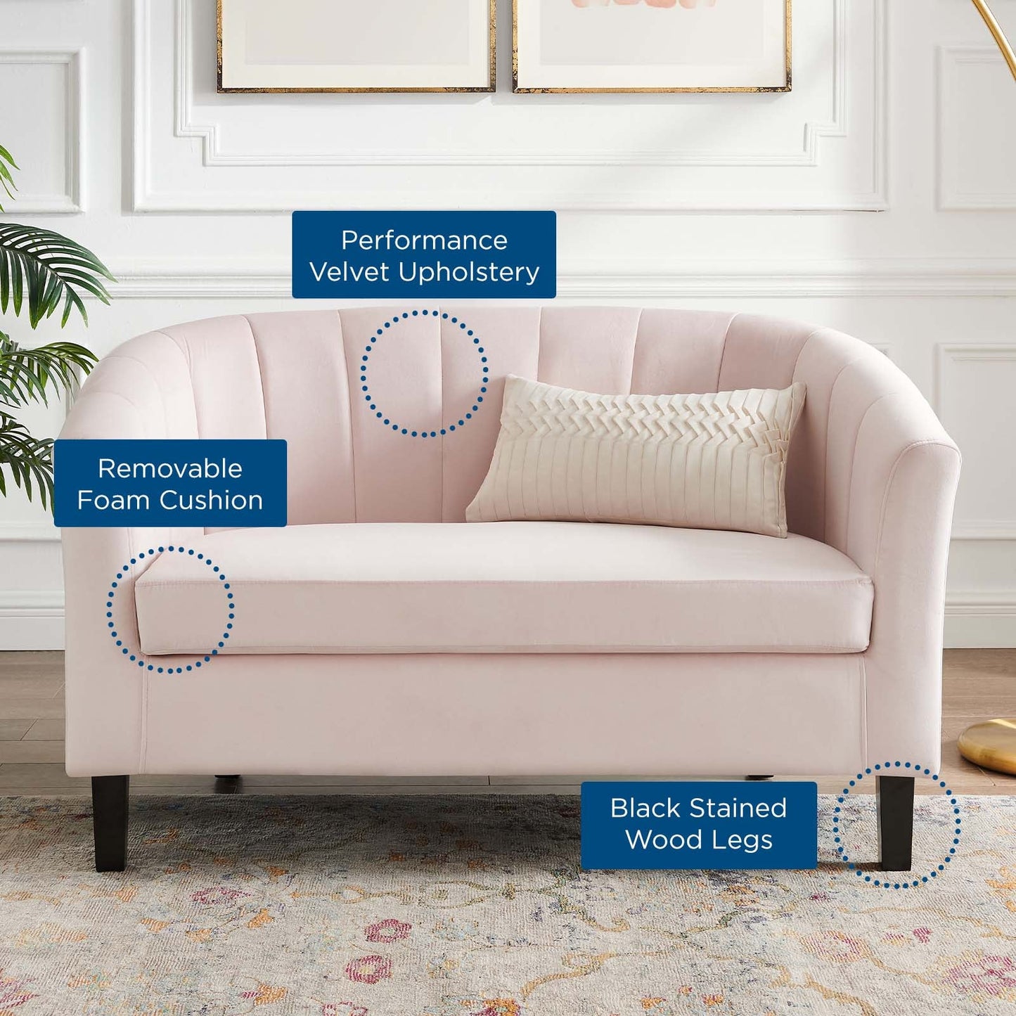 Prospect Channel Tufted Performance Velvet Loveseat by Modway