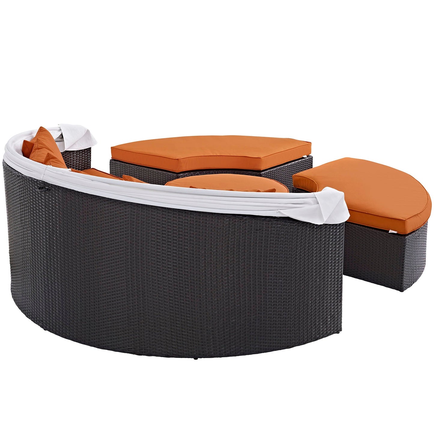 Convene Outdoor Patio Wicker Rattan Canopy Sectional Daybed by Modway
