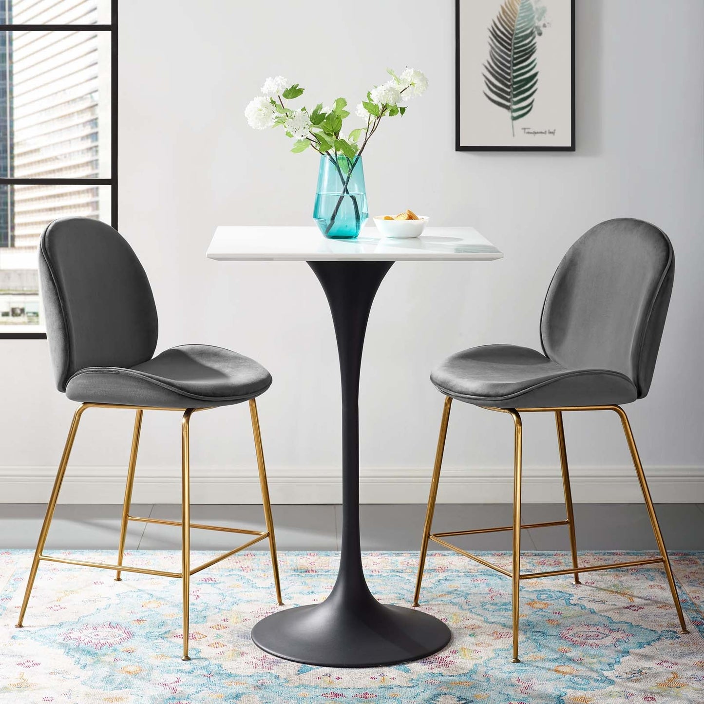 Lippa 28" Square Wood Bar Table by Modway
