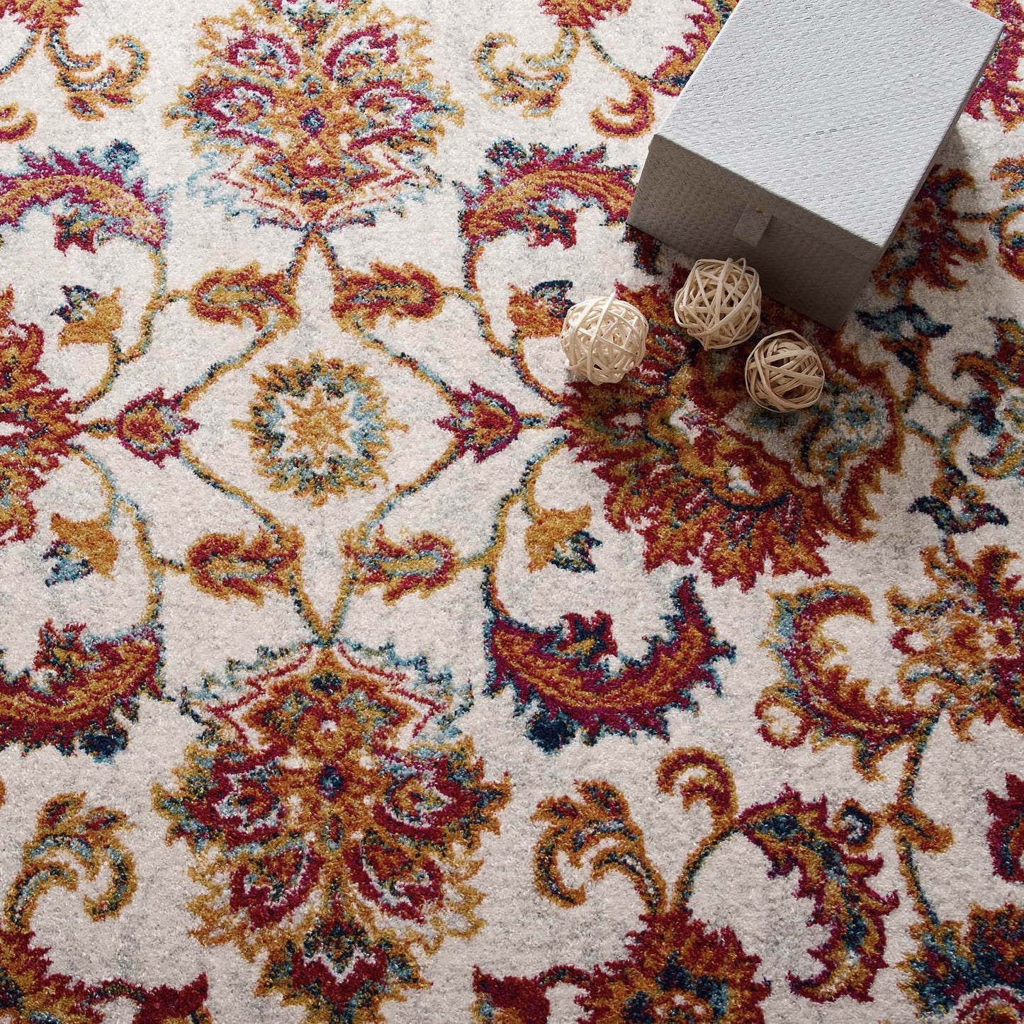 Entourage Azami Distressed Vintage Floral Lattice 8x10 Area Rug by Modway