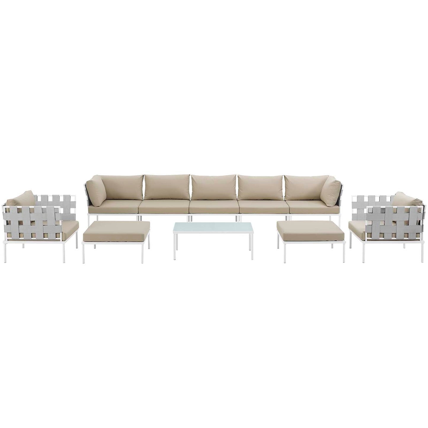 Harmony 10 Piece Outdoor Patio Aluminum Sectional Sofa Set by Modway