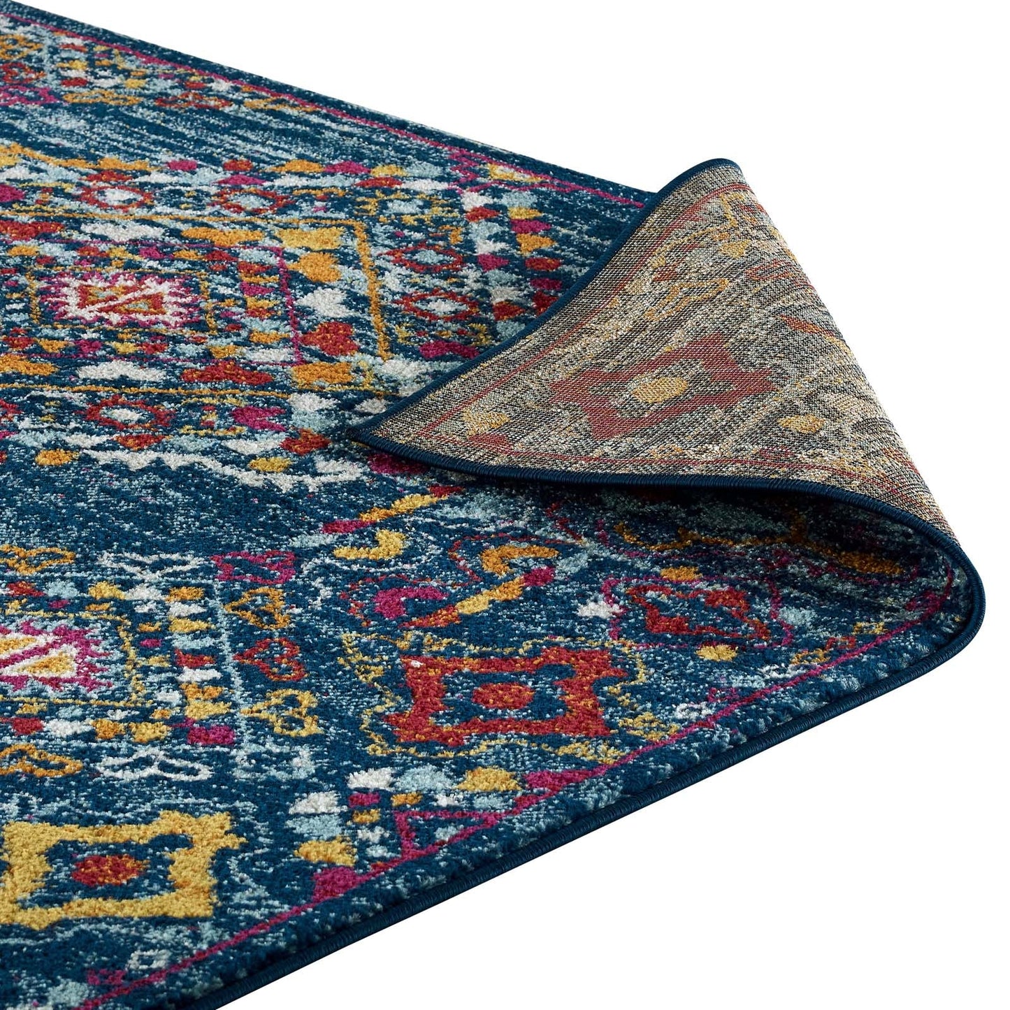 Entourage Khalida Distressed Vintage Floral Lattice 5x8 Area Rug by Modway